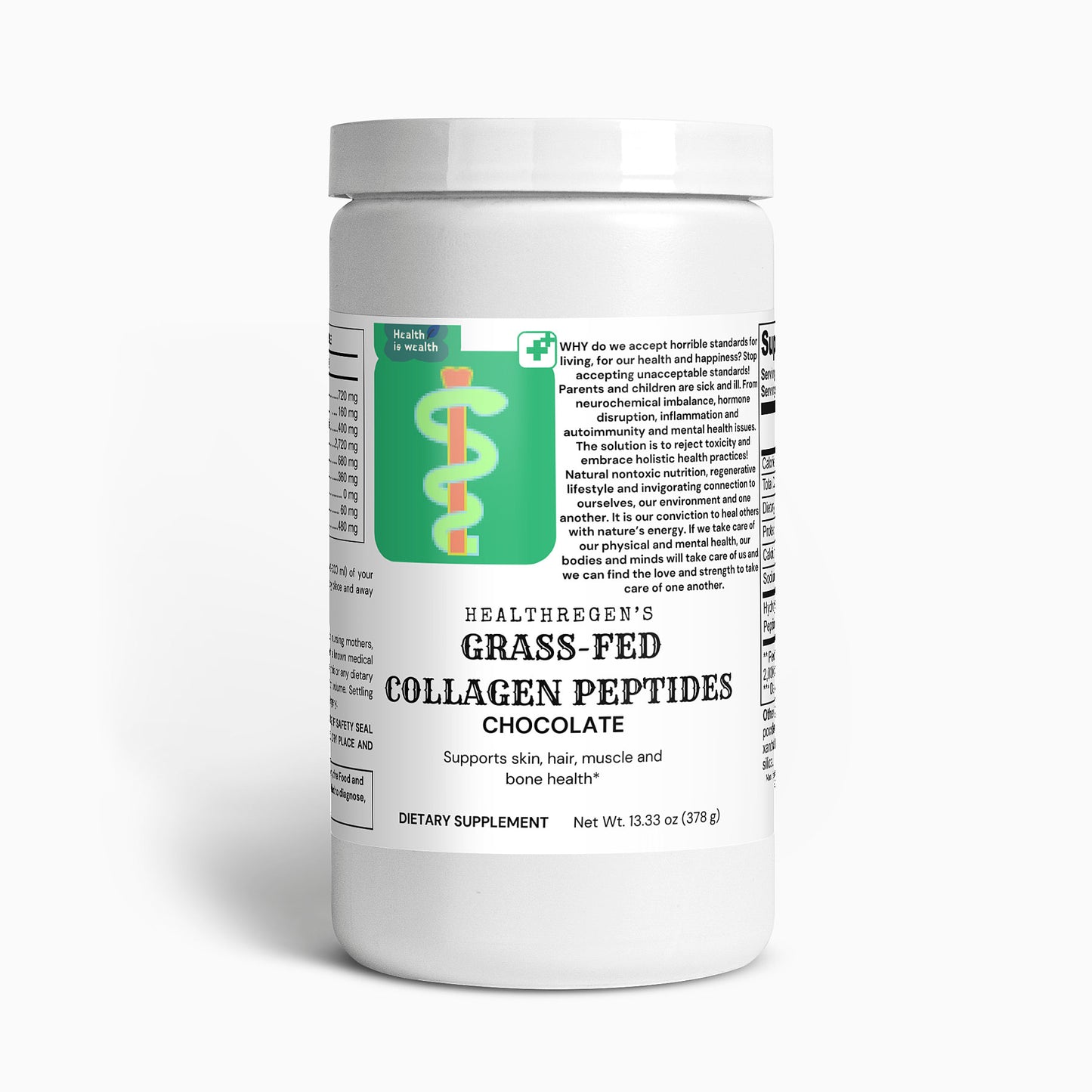 Grass-Fed Collagen Peptides Powder (Chocolate)