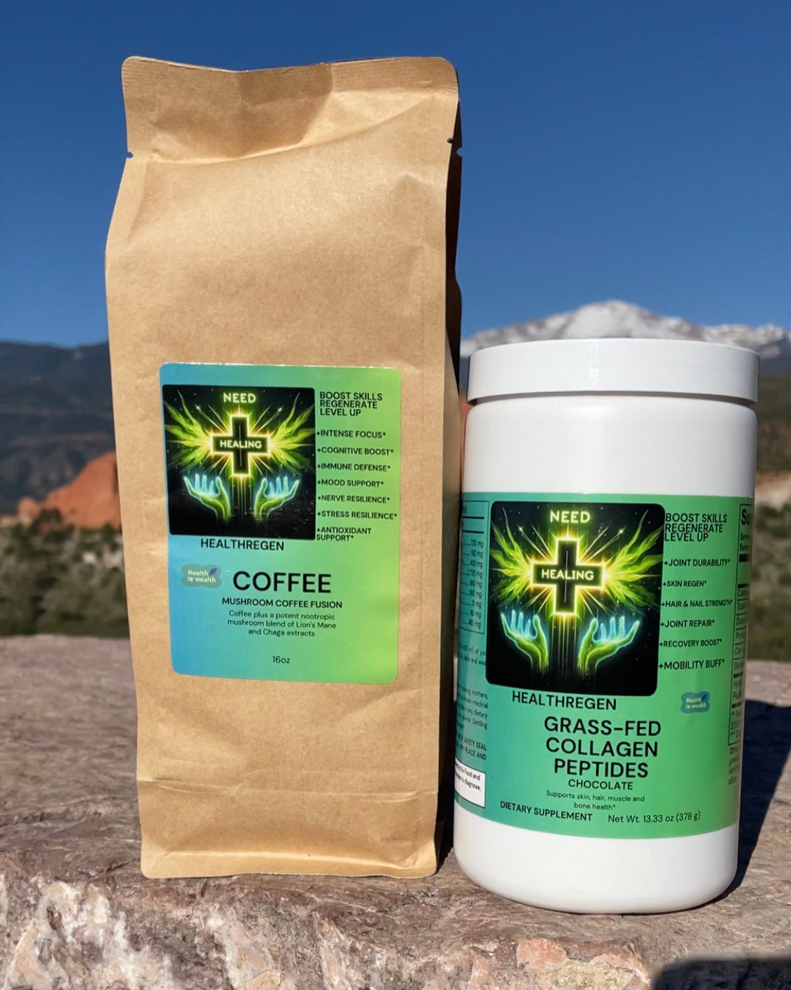 Mushroom Coffee Fusion + Collagen Peptides (Chocolate) Stack